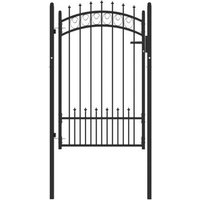 Puerta de Valla con Picos Acero Negro 100x150 Cm Vidaxl