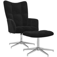 Sillón de Relax con Taburete Terciopelo Negro
