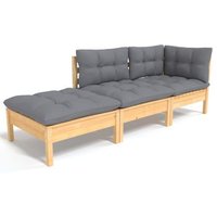 Conjunto de Muebles de Jardín 3 Piezas de Pino Macizo