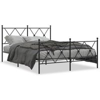 Cama Matrimonial con Cabecero y Estribo Metálico Negro 140x200 cm