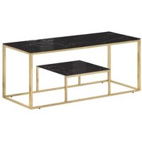 Mesa de centro dorada de acero inoxidable y vidrio templado