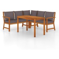 Juego de Comedor de Jardín 4 Piezas con Cojines de Madera Maciza Acacia