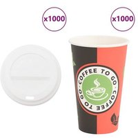 Vasos De Papel Para Café Vidaxl 16oz 400ml Con Tapa 1000ud