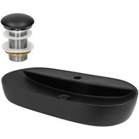 Lavabo 80x40x12cm de Cerámica Negra Ml-design