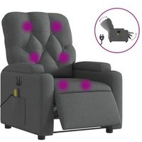 Sillón reclinable eléctrico de masaje con tela gris oscuro