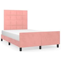 Estructura de Cama Matrimonial con Cabecero Terciopelo Rosa 120x190 Cm