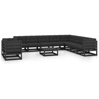Muebles de Jardín Vidaxl 11 Piezas de Madera Pino y Cojines