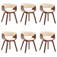 Sillas de Comedor 6 uds Madera y Cuero Sintético