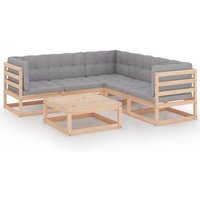 Muebles de Jardín de 6 Piezas de Madera Maciza de Pino