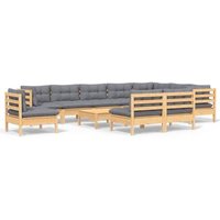 Juego de Muebles de Jardín 11 Piezas de Madera Maciza de Pino