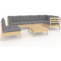 Juego de Muebles de Jardín 7 Piezas de Madera de Pino