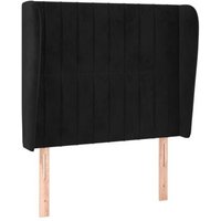Cabecero Cama Panel con Orejas de Terciopelo Negro