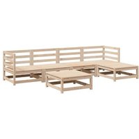 Juego de sofás de jardín de 6 piezas de madera maciza de pino Juego de sofás de jardín de 6 piezas de madera maciza de pino