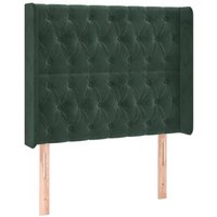 Cabecero Con Orejas De Terciopelo Verde Oscuro 93x16x118/128 Cm Cabecero Con Orejas De Terciopelo Verde Oscuro 93x16x118/128 Cm