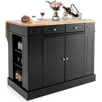 Isla de Cocina Costway con Almacenamiento y Encimera de Madera 120x61x92 cm