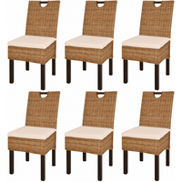 Vidaxl Sillas de Comedor Ratán Kubu Madera de Mango (Pack de 6)