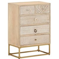 Cómoda de Madera Maciza y Hierro 55x30x76 cm