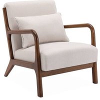 Sillón Beige con Patas de Madera