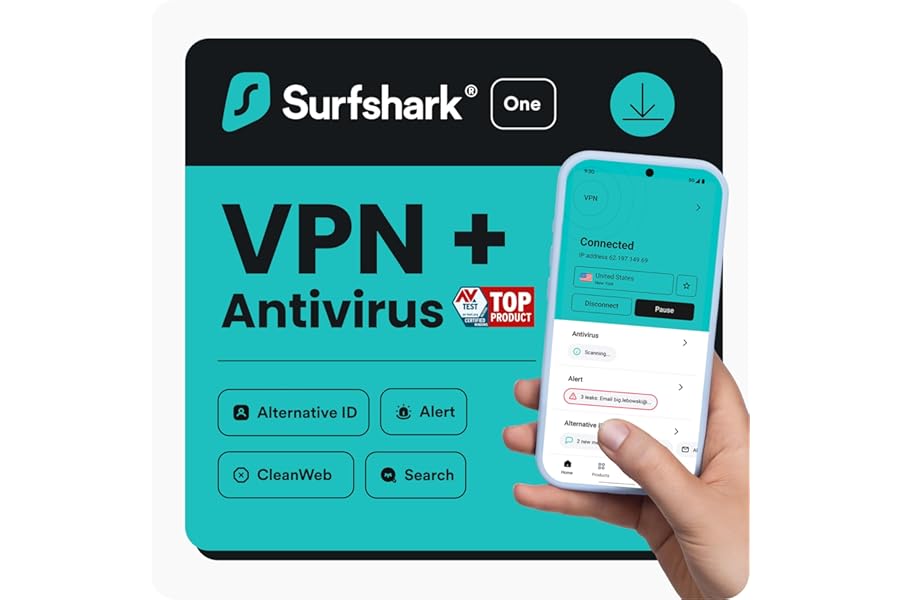 Surfshark One VPN y Antivirus - Licencia Digital 6 Meses