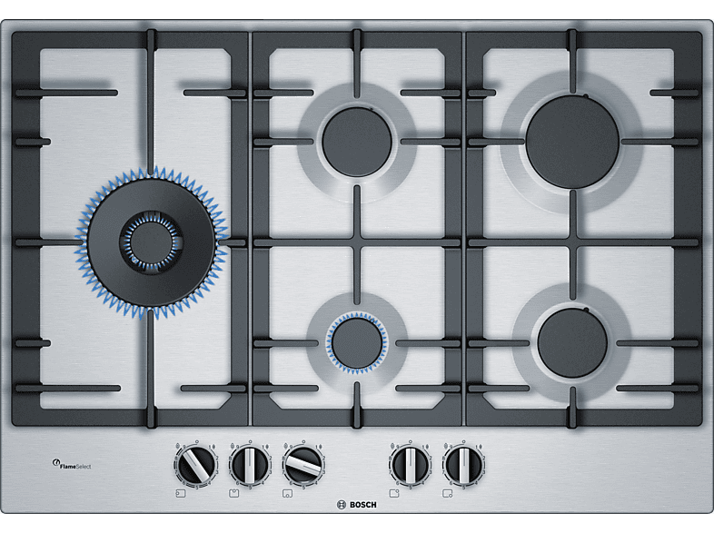 Encimera de Gas Bosch PCS7A5B90 - 5 Zonas, Flame Select, Inox