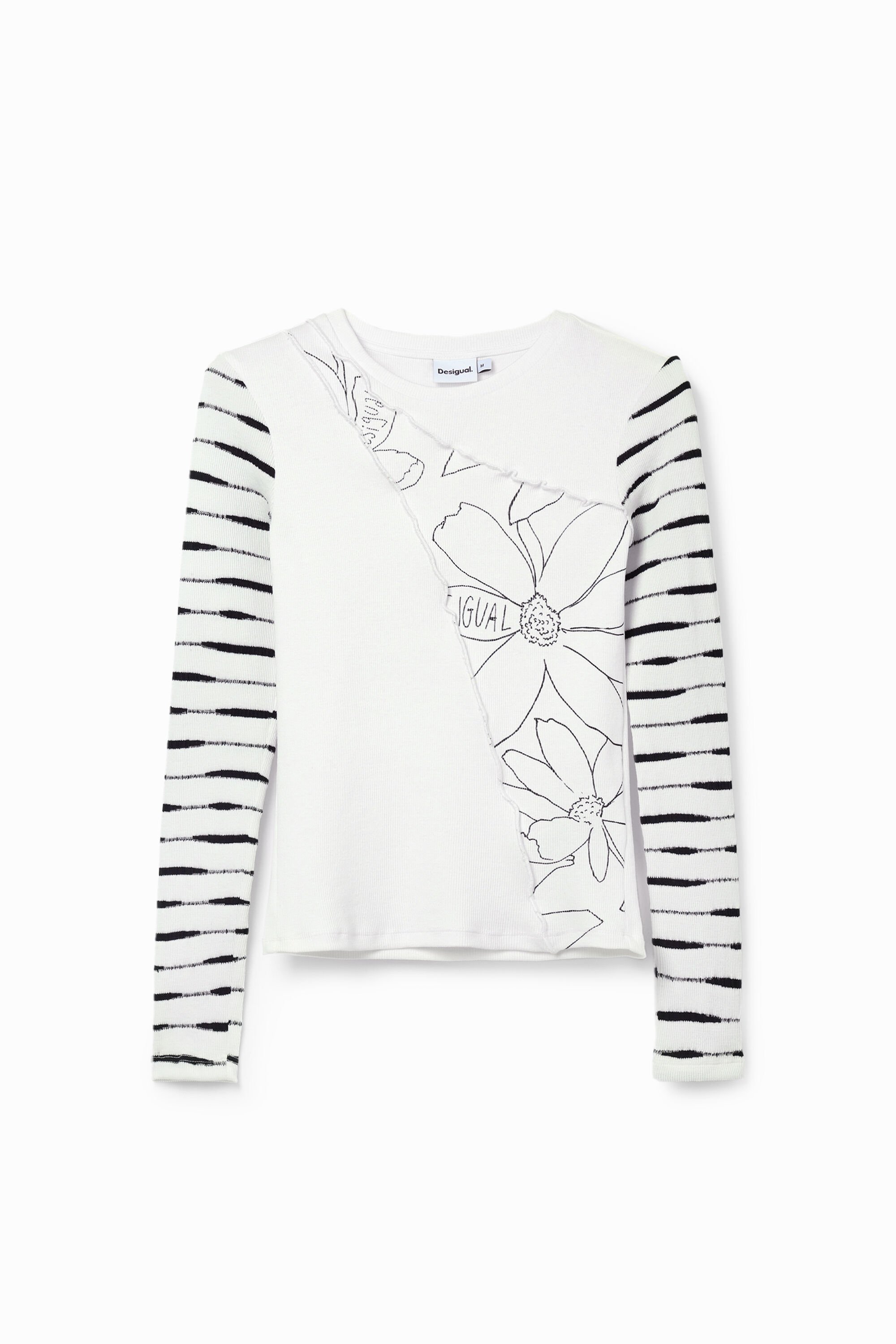 Camiseta patch flores fehombre Desigual