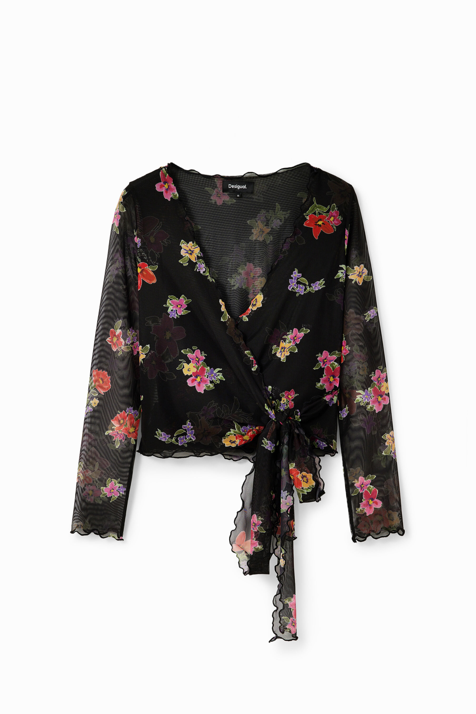 Blusa cruzada tul floral Desigual para mujer Blusa cruzada tul floral Desigual para mujer