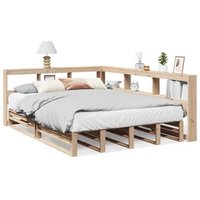 Cama con Estantería de Madera Maciza de Pino 135x190cm