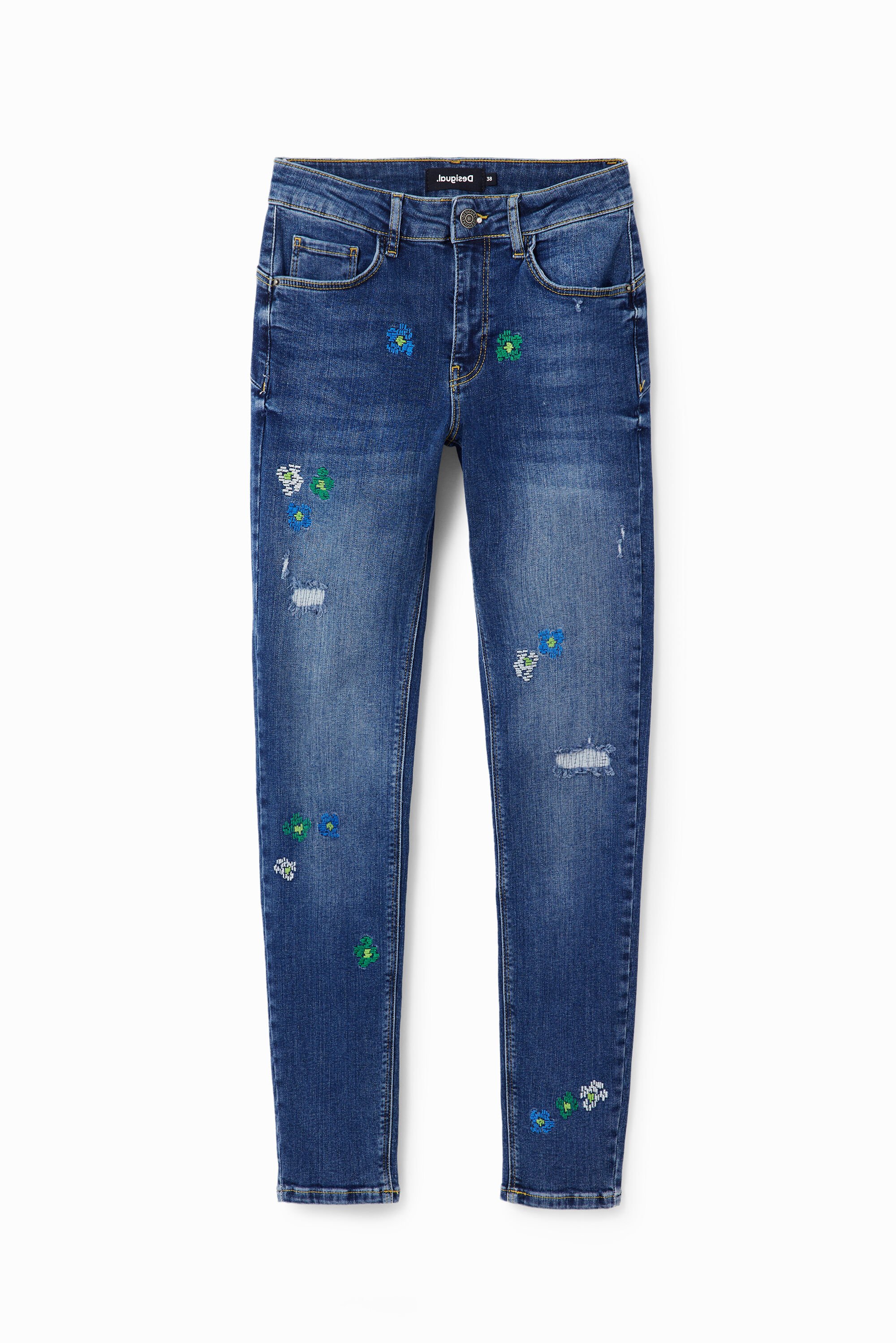 Vaqueros Skinny push-up bordados Desigual para mujer