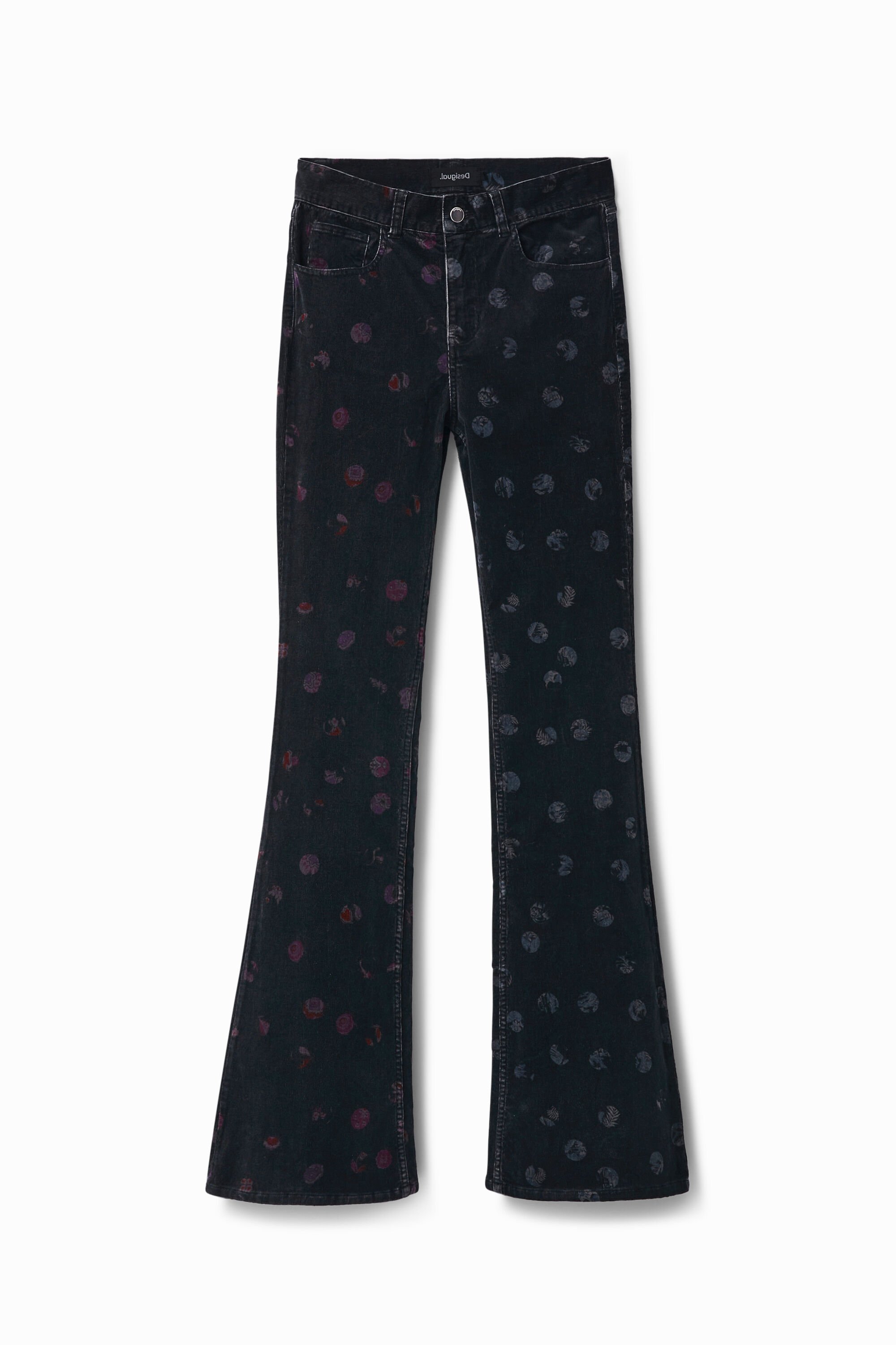 Desigual Pantalón Pana Estampado Topos
