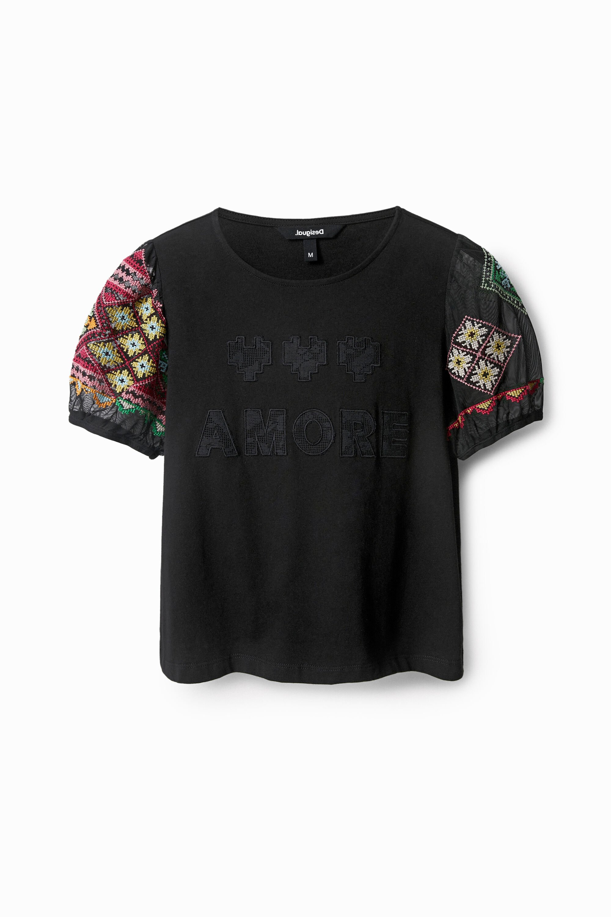 Camiseta manga bordada fehombre