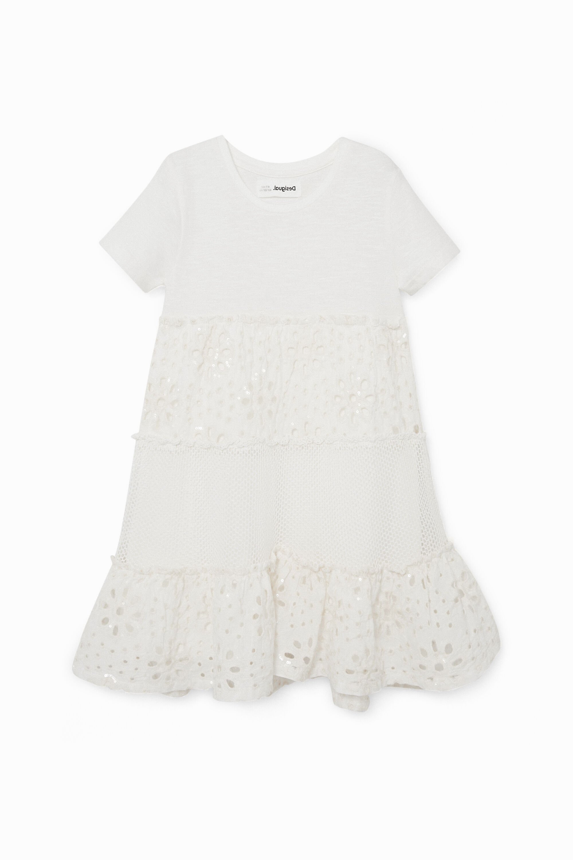 Vestido Desigual con volantes y mesh