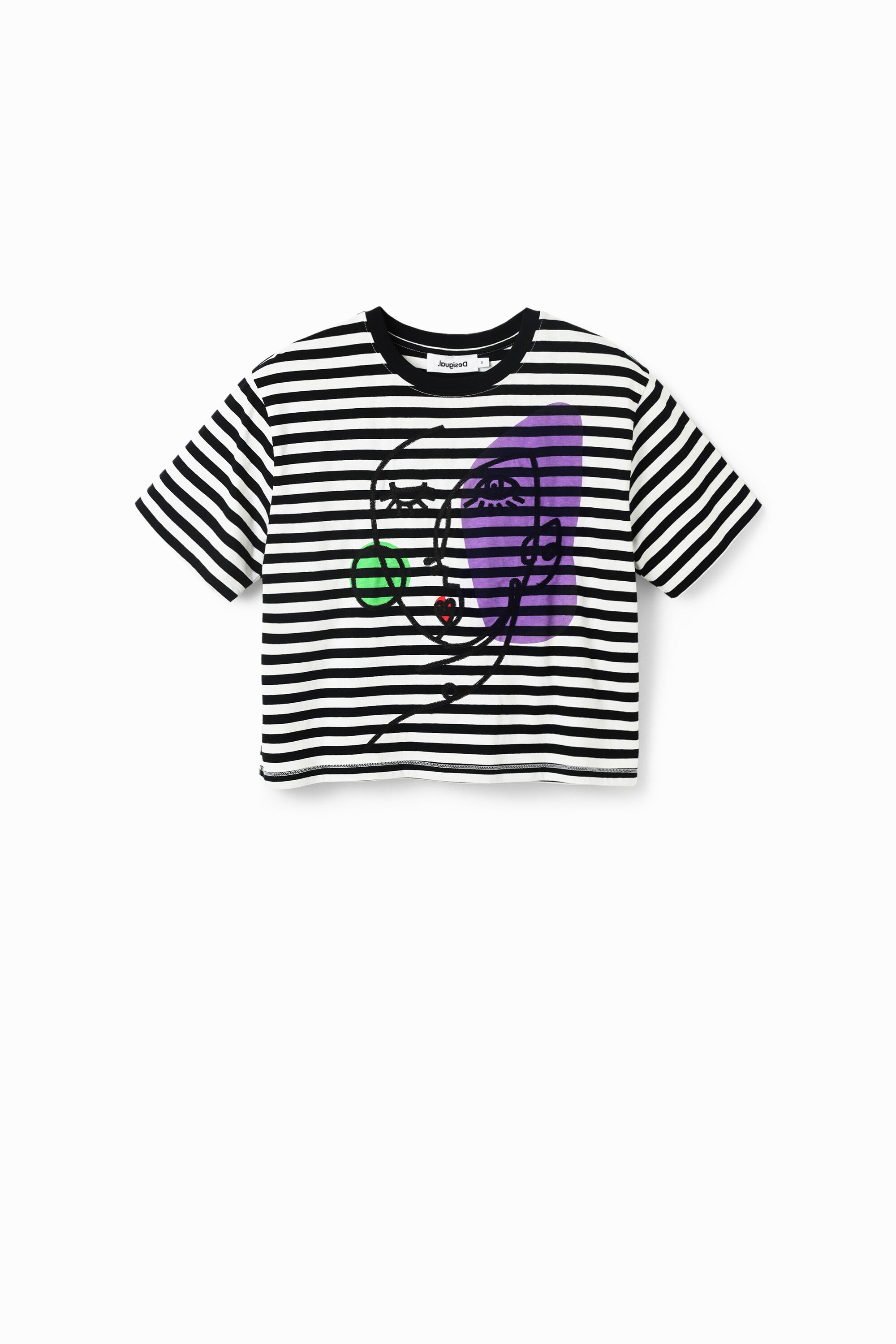 Camiseta Desigual con rayas y estampado 'Cara Arty Fe Hombre' para hombre