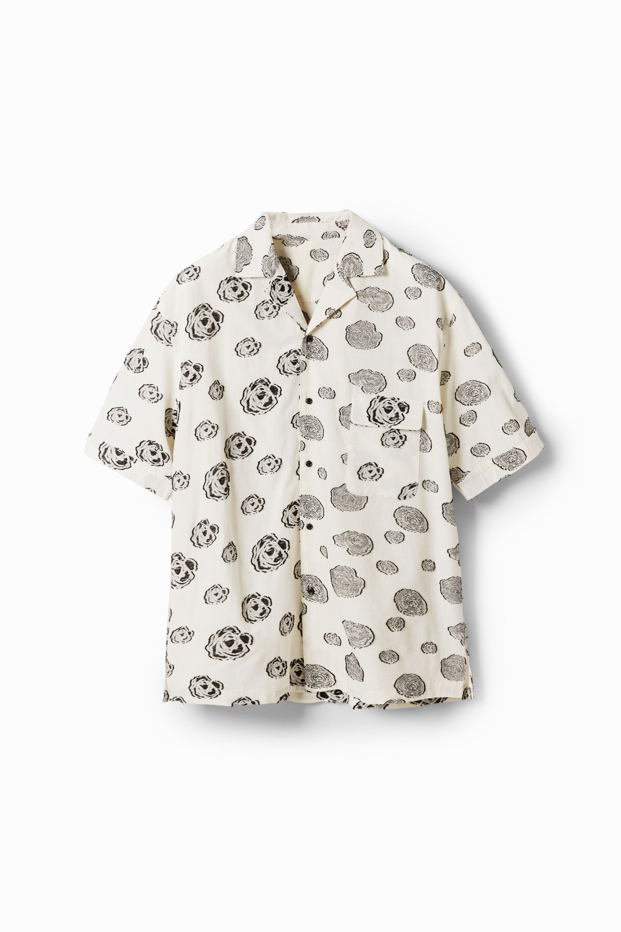 Camisa de manga corta rosas hombre