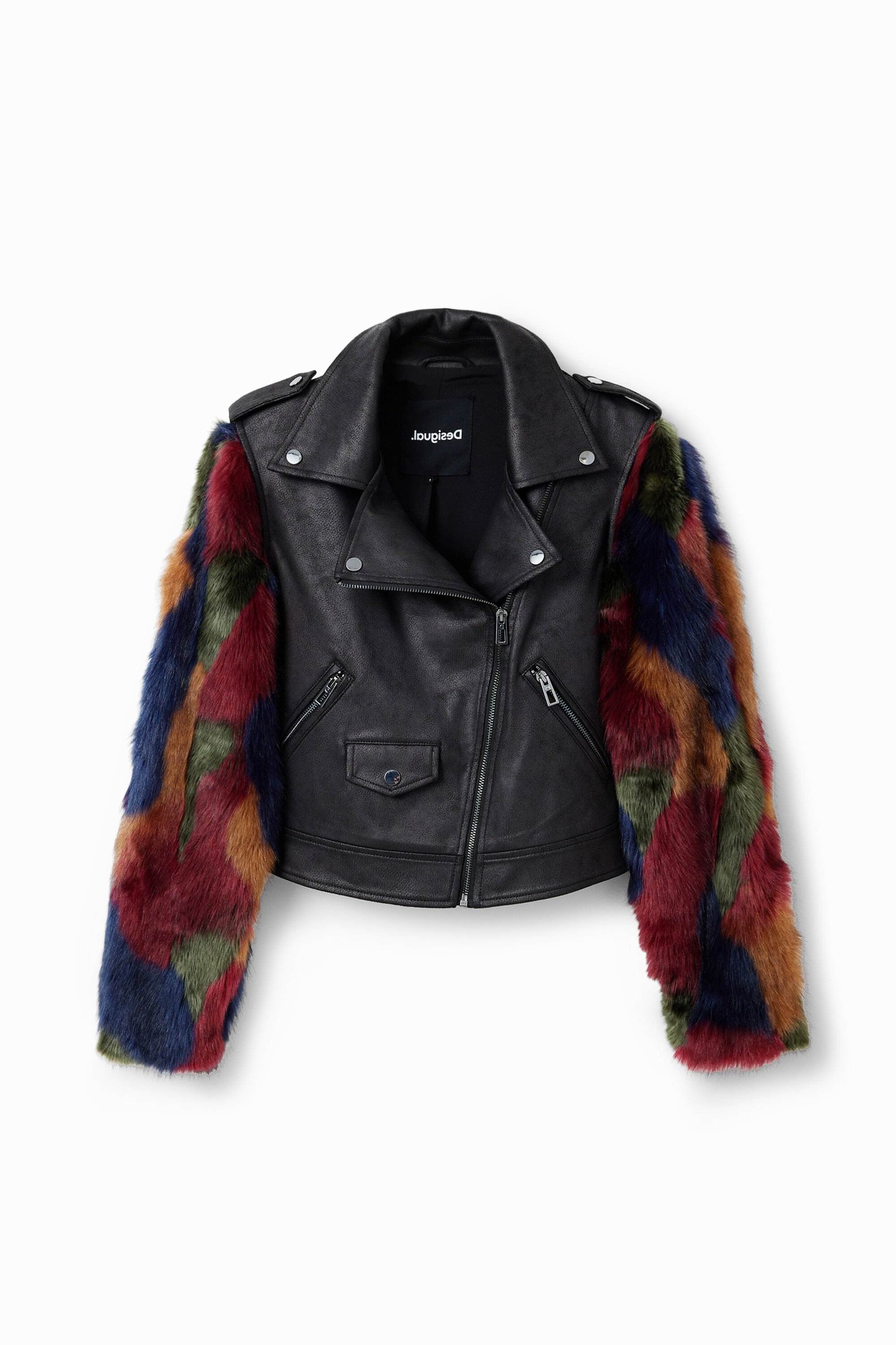 Cazadora Biker Efecto Pelo Desmontable Cazadora Biker Efecto Pelo Desmontable