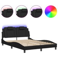 Estructura de cama con luces LED y cuero PE 140x200 cm