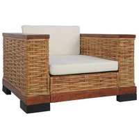 Sofá de Ratán Natural 2 piezas con cojines