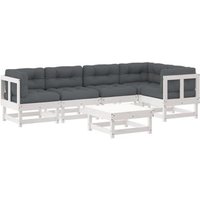 Juego de Muebles de Jardín 6 piezas + Cojines, Madera maciza