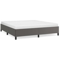 Estructura de Cama de Cuero Sintético Gris 200x200 Cm