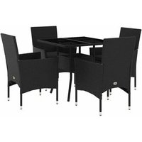Set Comedor Jardín 5 Piezas Cojines Ratán Sintético