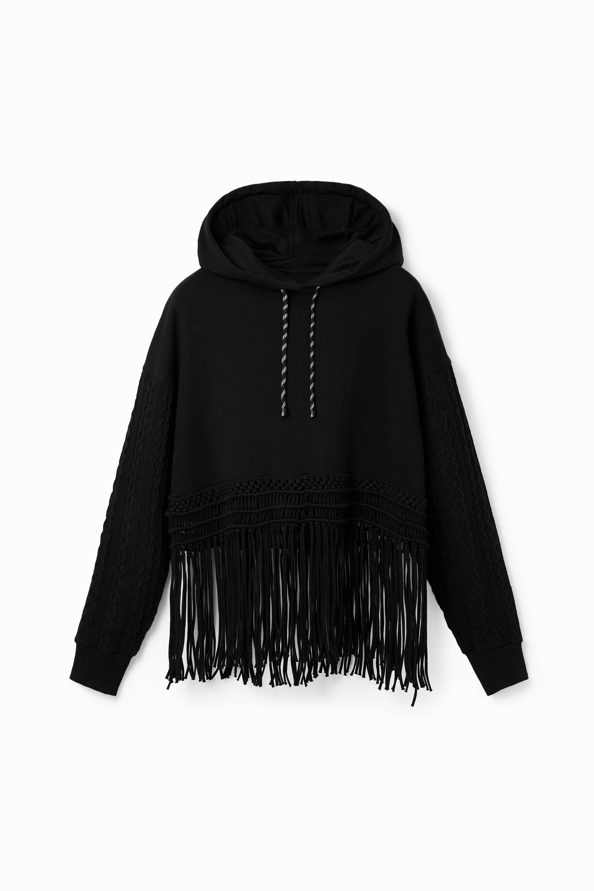 Sudadera Desigual con Capucha y Flecos para Hombre
