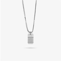 Collar Hombre Radiant Lombok Placa Silver De Acero Plateado