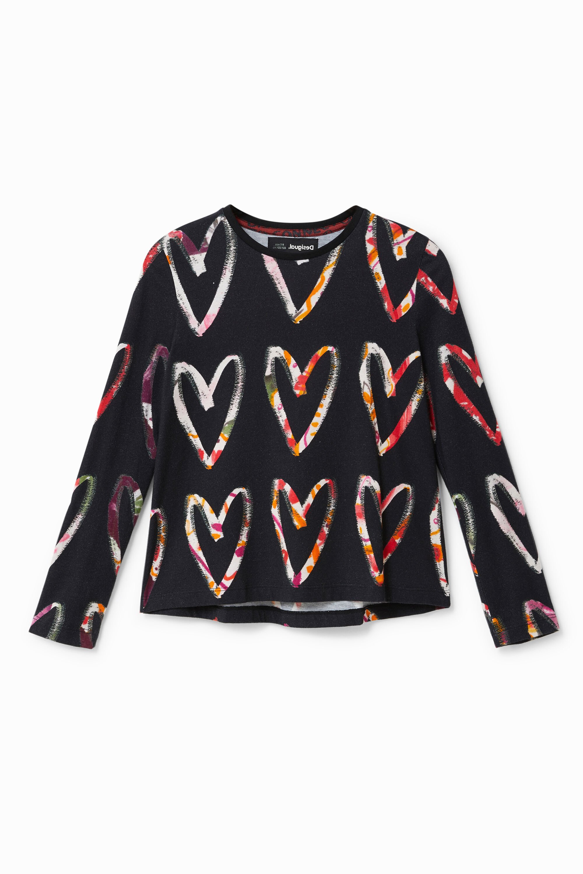 Camiseta manga larga corazones fehombre Desigual