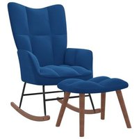 Butaca con Reposapiés de Terciopelo Azul CFW790573