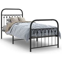 Estructura de Cama Individual con Cabecero y Estribo Metálico | 80x200 cm