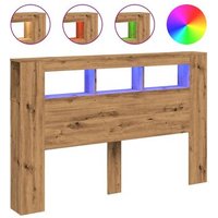 Cabecero de Pared con LED en Madera de Roble Artisan 160x18,5x103,5 cm (Cfw32065)