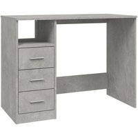 Escritorio de despacho con cajones contrachapada gris hormigón 102x50x76 cm