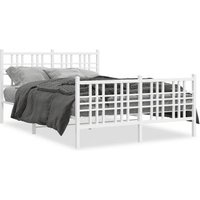Cama Matrimonial Estructura Metal Blanco 140x200 Cm Cfw698959