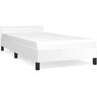 Cama Individual Estructura con Cabecero de Cuero Sintético Blanco 100x200 Cm