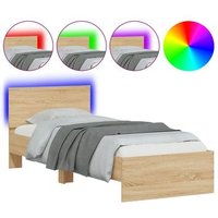 Cama Individual 90x200 cm Estructura con Cabecero y Luces LED – Modelo Sonoma – MPN CFW800248