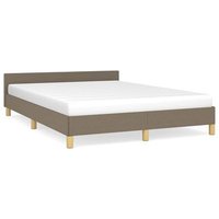Cama Matrimonial con Cabecero de Tela Gris Taupe 140x190 cm
